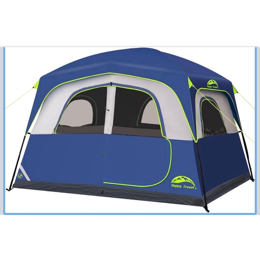 Happy Travel 6 Person Tents for Camping, Waterproof Cabin Tent with Rainfly
